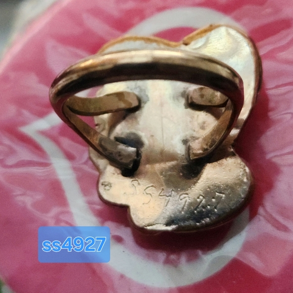 VINTAGE 925 GOLD WASH NATIVE AMERICAN TURQUOISE  SIZE 7 - Picture 5 of 5